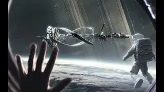 Space ship crashing into asteroid field uses Asteroid Defense System cannon