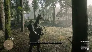 Arthur&rsquo;s Reaction To Seeing The &ldquo;WOLF-MAN&rdquo; Is Priceless - Red Dead Redemption 2