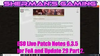 ESO Live Patch Notes 6.3.5 for FoA and Update 29 Part 2.