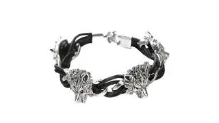 New Brand Punk Men's Jewelry Wolf Leather Stainless Steel Bracelets For Men Best Friends Gift