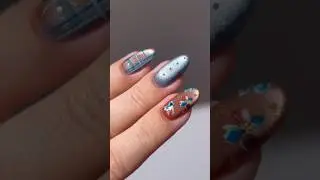 🌧️🧸🩵🍂блестящая осенняя смесь #ногти #дизайнногтей #nailspo