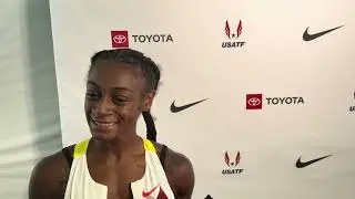 Ша&rsquo;Карри Ричардсон после 11.07 на соревнованиях USATF по бегу на 100 метров в первом раунде, не р...