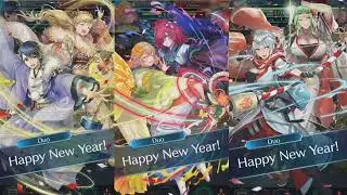 NY! Alfonse, NY! Peony, and NY! Dagr say Happy New Year at the same time - Fire Emblem Heroes