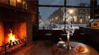 Cozy Coffee Cafe with Crackling Fireplace ☕🔥 Relaxing Ambient Sounds for Sleep & Study #asmr