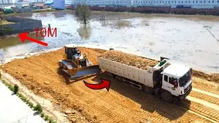 Best of the best project Heavy dump truck Transport soil Filling the pit/Dozer Pushing soil Filling