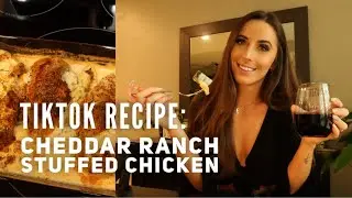 Cook with me! Cheddar ranch stuffed chicken | Brittany Bolt