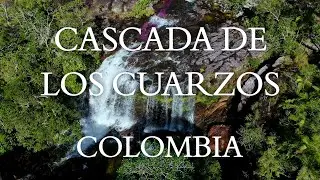 Cascada de los Cuarzos, Colombia in 4K Aerial View of Waterfall, Rock Formations & Forest Landscape