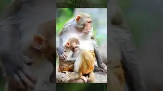 Love is nurturing and protective #funnyanimal#funnyanimal #funnymonkey #animals  #wildlife
