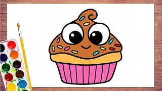 How to Draw Cupcake Step by Step 🍓🧁 | Strawberry & Chocolate Cupcake Drawing Easy