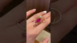 Rubellite ring, abstract and bold&mdash;escape into color. #rubellite #artjewelry #gemring
