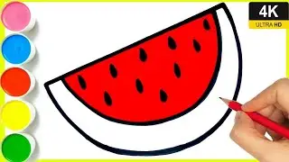 How to Draw a Cute Watermelon Icecream | Step by Step Draw a watermelon 🍉 | Watermelon Colouring 