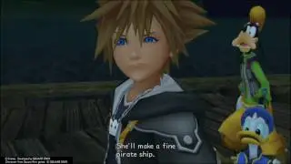 Sora meets Jack Sparrow and the cursed pirates.