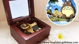 Wooden Wind Up Clorkwork Hurdy Gurdy Sankyo Music Box Ghibli My Neibhour Totoro