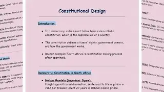 Notes of Constitutional Design Class 9 | Social Science | Class 9 | Constitutional Design | Notes