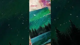 Easy northern lights painting🎨 #art #painting #acrylicpainting #drawing #shorts #satisfying