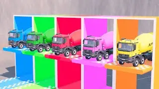 TRANSPORTING ALL COLOR MIXER TRUCK WITH DOUBLE FLATBED TRUCK, MAN, MERCEDES, KENWORTH, SCANIA - FS22