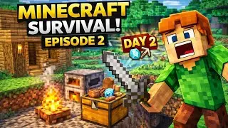 Minecraft Survival EP 2 😱 Mining + First Base!