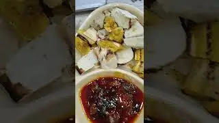 Local food... Roasted yam and red oil sauce 😋#food #shortsfeed #viralshorts #fermentedhotsauce