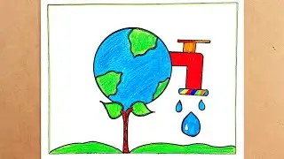 जल संरक्षण का चित्र | Jal Sanrakshan Ka Chitra | Save water Drawing  #landscapedrawing 