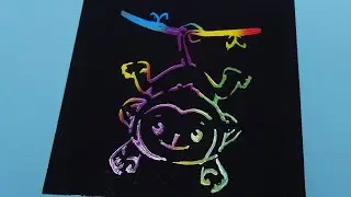 How to Draw a Simple and Easy Monkey | Stencil Rainbow Scratch Paper Art