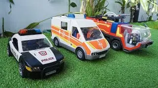 Brandweerauto, politieauto's, ambulancestraatvoertuigen speelgoed uitpakken voor kinderen