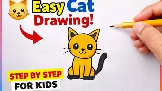 Cute Cat Drawing 🐱 | Easy Cat Drawing for Kids | Step by Step Drawing Tutorial