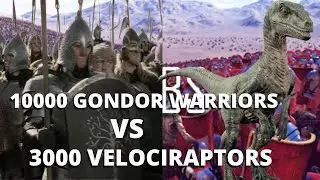 10000 Gondor warriors vs 3000 Velociraptor UEBS #uebs #gondor #velociraptor #dinosaur #гондор