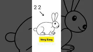 very easy rabbit drawing with number 22 | how to draw rabbit easily