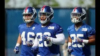 Saquon Barkley runs drills at Giants OTAs