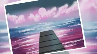 Beautiful Blue and Pink Seascape/ Digital Painting
