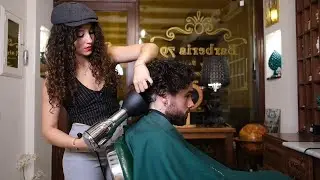 ASMR 💈LADY BARBER & JOHNNY “THE STREET ARTIST”  Italian Barber #asmr #barber