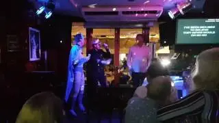 Piano bar magalluf.Karaoke staff having a good time!!