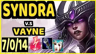 APOLLO (SYNDRA) vs VAYNE - 7/0/14 KDA BOTTOM ADC GAMEPLAY - NA Ranked DIAMOND