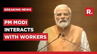 PM Modi interacts with BJP workers after inaugurating newly constructed BJP Central Office