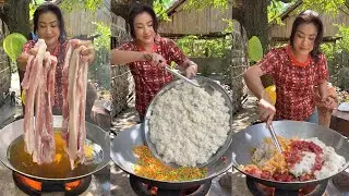 Homestyle cooking _ Amazing Fry rice eat with Sweet pork | Cooking by Sreypov