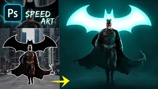 The Batman icon neon liight- Photo Manipulation Photoshop Tutorial