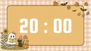 20 Minute Timer | With Alarm Bell & No Music | Cute Halloween Reading Ghost 👻🦇