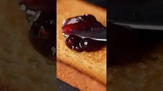 Slow berries spread on toast 🥄 Smooth #FoodASMR #Satisfying #Shorts #Asmr