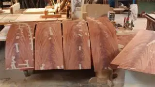 Crotch mahogany and cocobolo veneer table