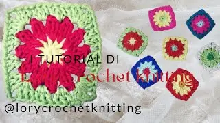 Mattonella multicolor crochet, quadrata dal cuore rotondo