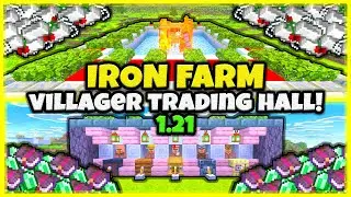 IRON FARM VILLAGER TRADING HALL! In Minecraft Bedrock 1.21