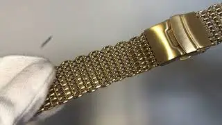 Premium Metal Stainless Steel Shark Mesh Bracelet Watch Band Strap Double Locking Gold 5031