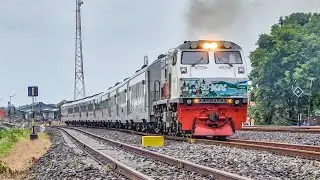 PASUKAN KERETA SIANG PADATI STASIUN BESAR JALUR PERCABANGAN!! Kereta Api di Stasiun Kertosono