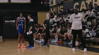 5 ⭐️ Malik Moore gets right in front of current coach NBA player Tim Thomas at the Iverson Classic