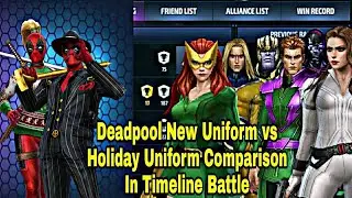 Deadpool New Uniform vs Holiday Uniform Comparison in Timeline Battle - Marvel Future Fight