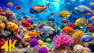 Aquarium 4K Ultra HD - Stunning Coral Reef Fish with Relaxing Meditation Music for Sleep