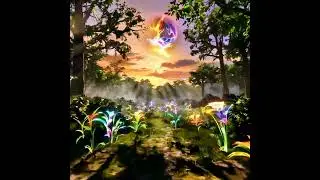 A surreal forest at twilight