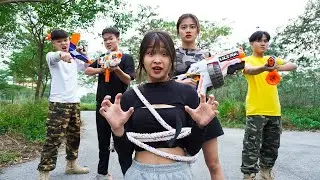 Hero Girl Nerf Guns Kidnapper Group Rescue Sister Dangerous Mission | MIT Nerf War