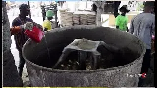 Made in Ghana cement mixer, block molder and wheel barrow