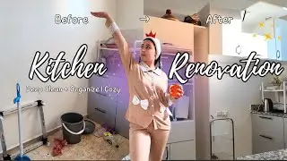 Kitchen Renovation & Deep Clean 🧼✨ تنظيم وتجديد المطبخ | Cozy Home Vlog